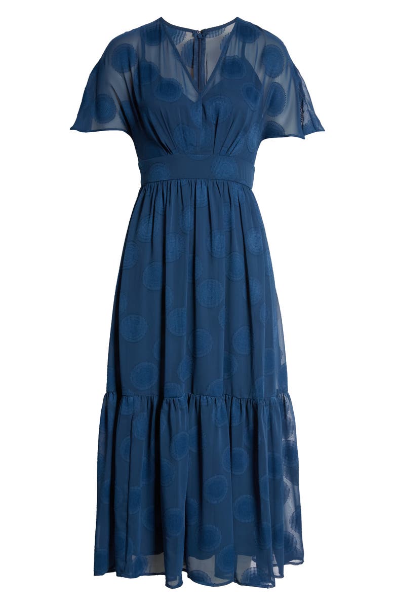 Maggy London Circle Burnout Mesh Jacquard Midi Dress, Alternate, color,