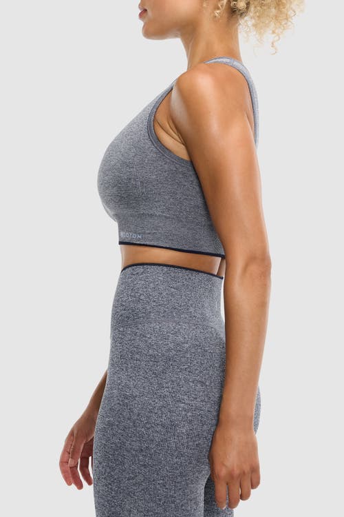 Peloton Seamless Melange High Neck Bra In Blue