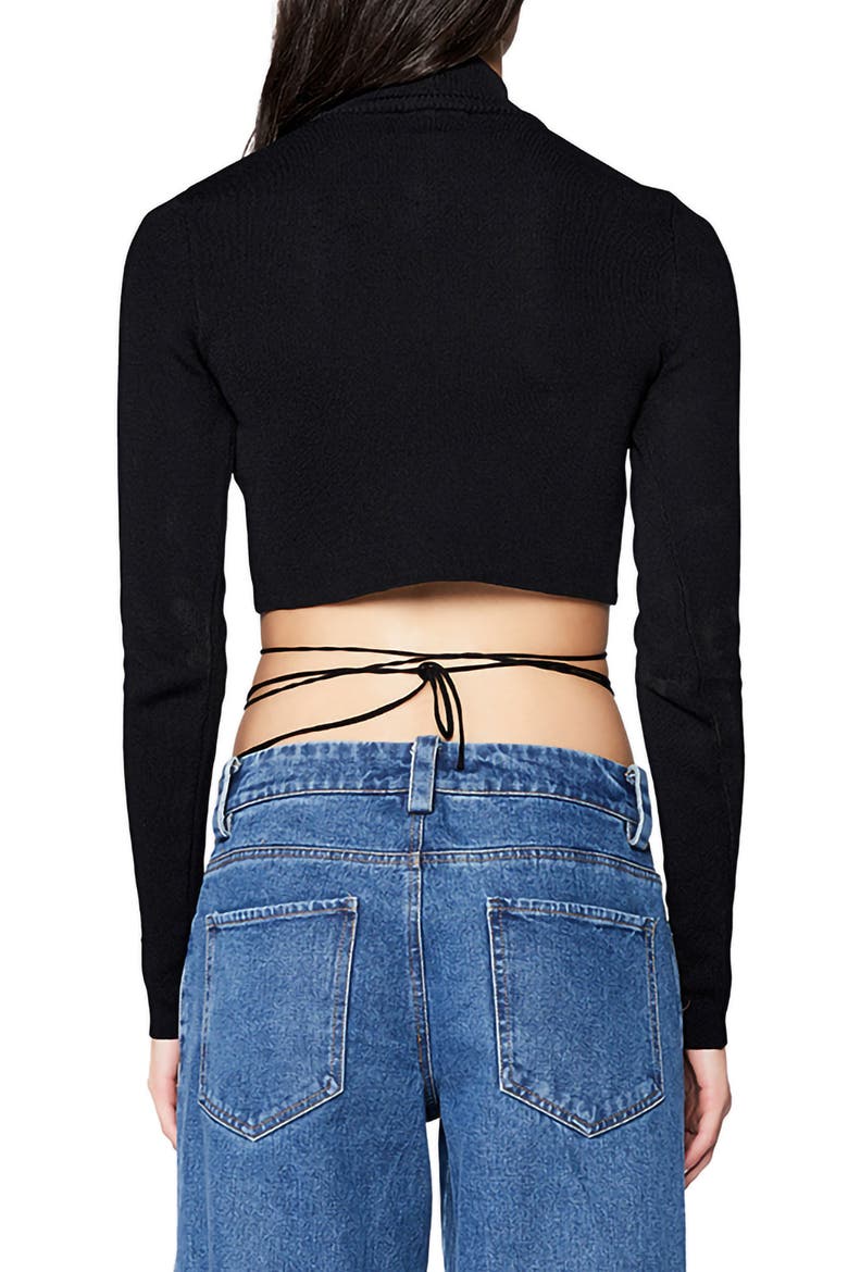 Safia Mock Neck Crop Top, Alternate, color, BLACK