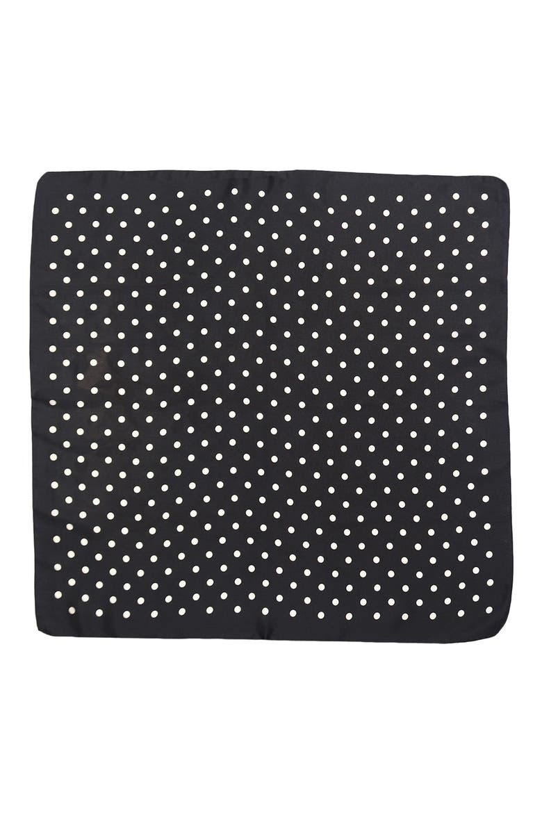 Satin Polka Dot Square Scarf, Alternate, color, BLACK