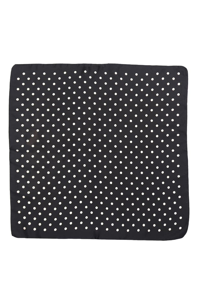 Petit Moments Satin Polka Dot Square Scarf, Alternate, color, Black