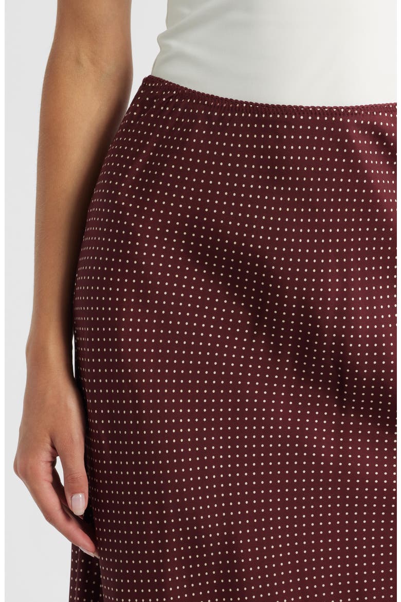 Elowette Floral Lace Hem Silk Skirt, Alternate, color, BURGANDY COLETTE DOT