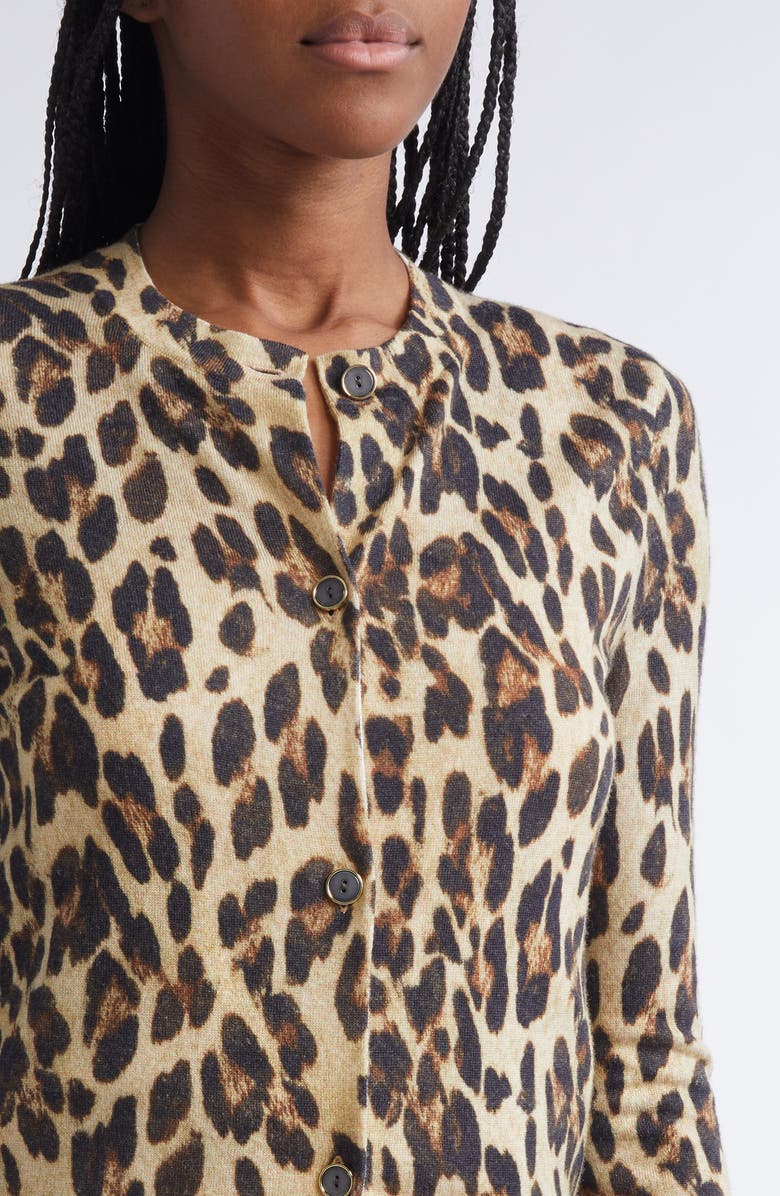 ST. JOHN Loepard Print Wool Cardigan, Alternate, color, Bronze Latte Multi