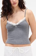 BDG Urban Outfitters Diana Lace Trim Crop Rib Knit Camisole