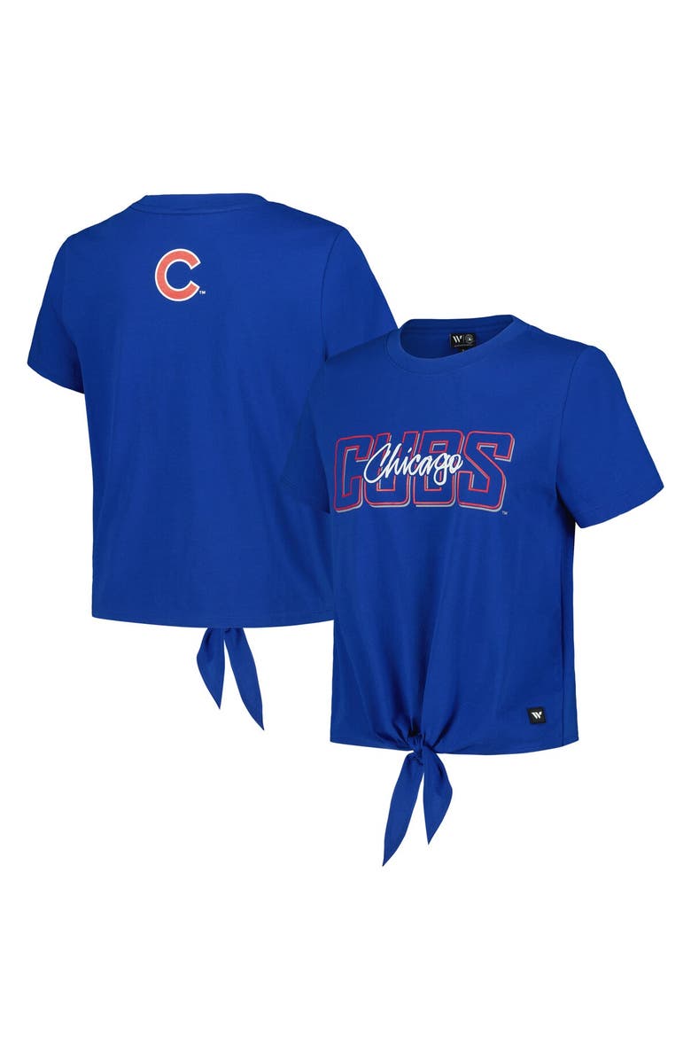 THE WILD COLLECTIVE Women's The Wild Collective Royal Chicago Cubs Twist Front T-Shirt, Alternate, color, Royal