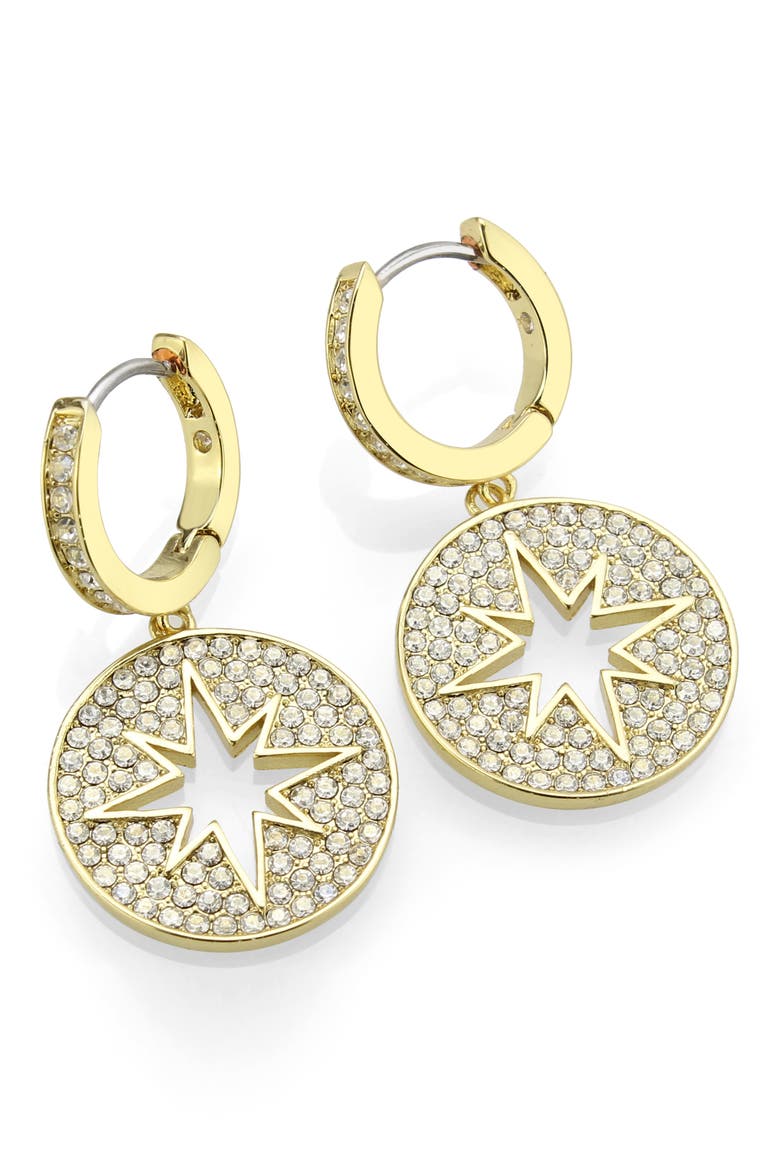 Celestial Compass Pavé CZ Hoop Earrings, Alternate, color, GOLD