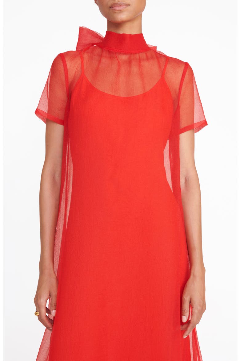 Calluna Ruffle Hem Organza Gown, Alternate, color, RED ROSE