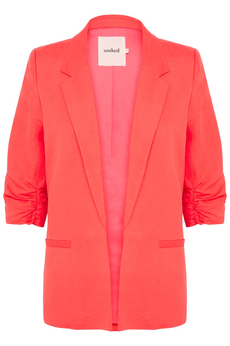 Malia Open Front Notch Lapel Blazer, Alternate, color, Hot Coral