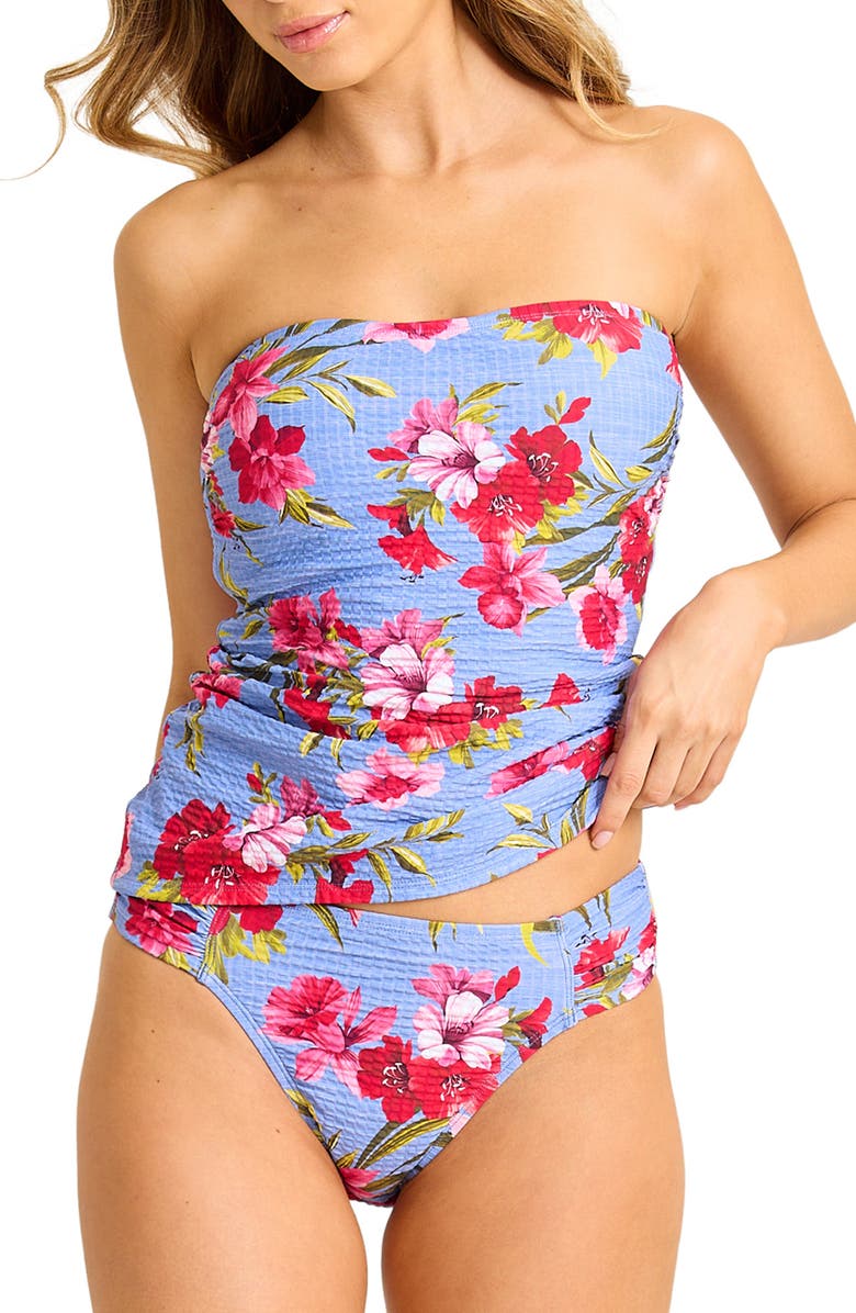 Tommy Bahama Chambray Beach Bandini Swim Top, Main, color, Blue Monday