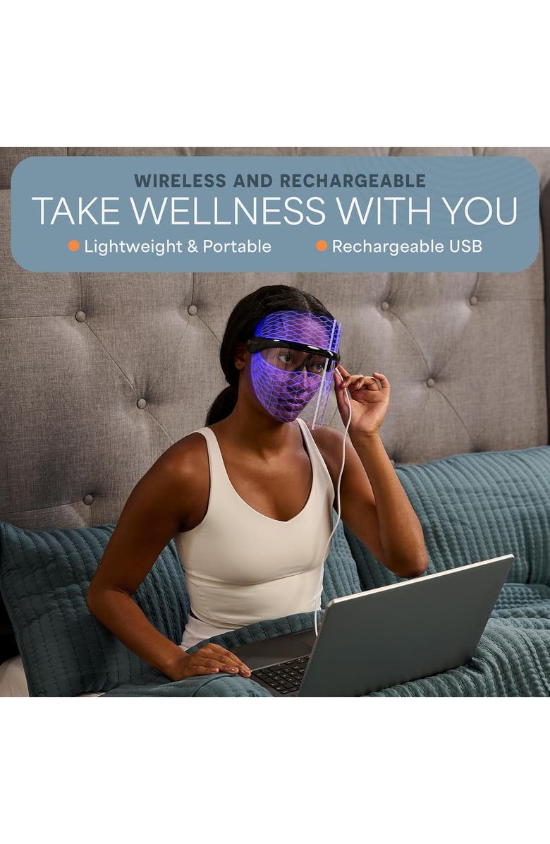 Lifepro Silicone Face LED Mask Red Light Therapy Mask with 3 Colors for At Home Skincare, Alternate, color, Black