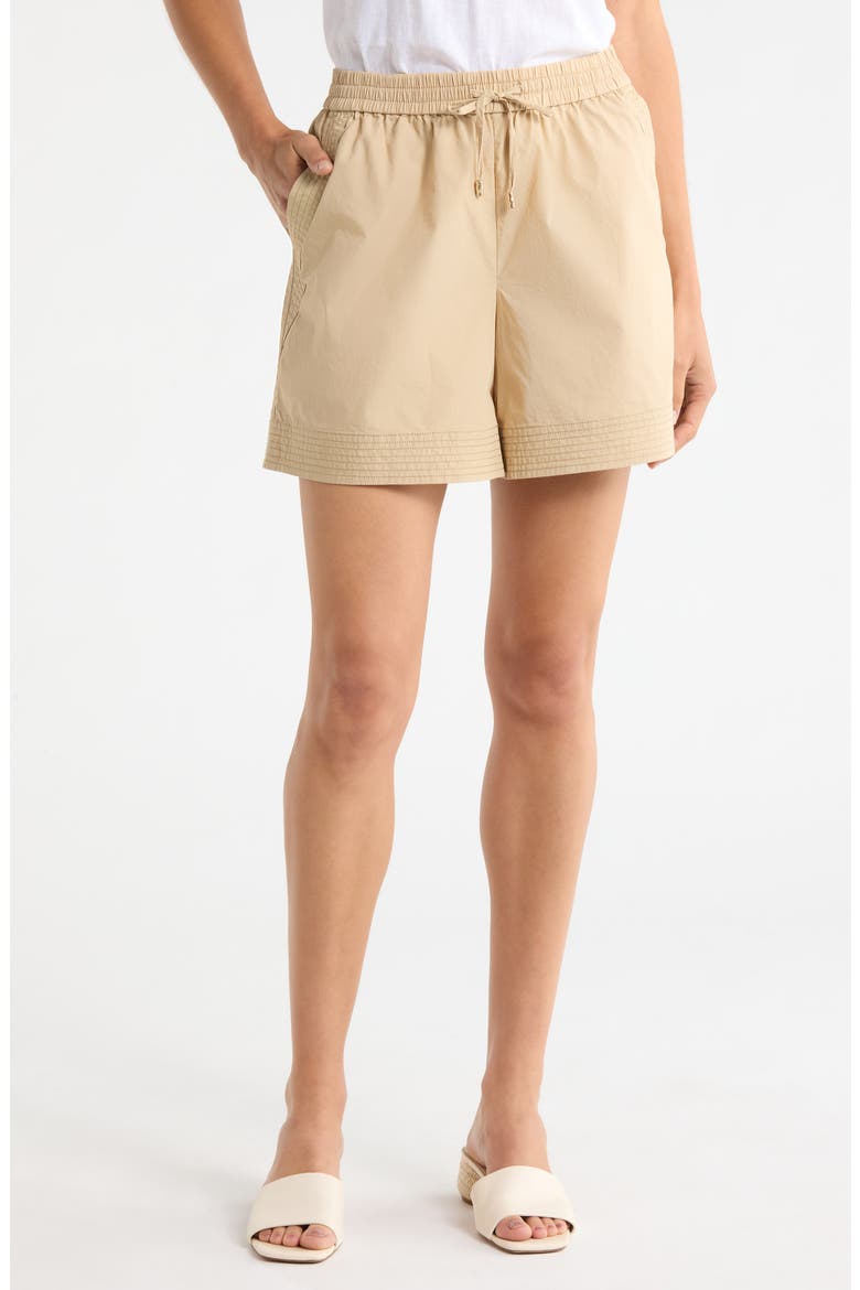 Cotton Poplin Drawstring Shorts, Main, color, TANNED