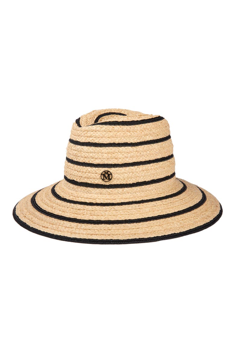 Kate Stripe Straw Hat, Main, color, NATURAL/ BLACK