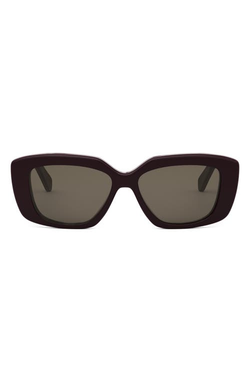 CELINE Triomphe 55mm Rectangular Sunglasses in Shiny Bordeaux /Brown 