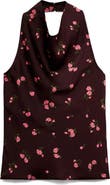 MANGO Draped Floral Halter Top