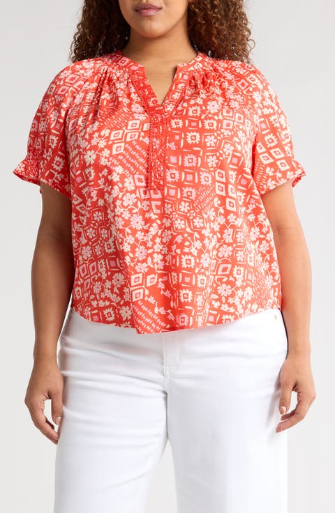 Print Puff Sleeve Top (Nordstrom Exclusive) (Plus)
