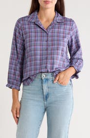 Trove New York Plaid Three-Quarter Sleeve Shirt