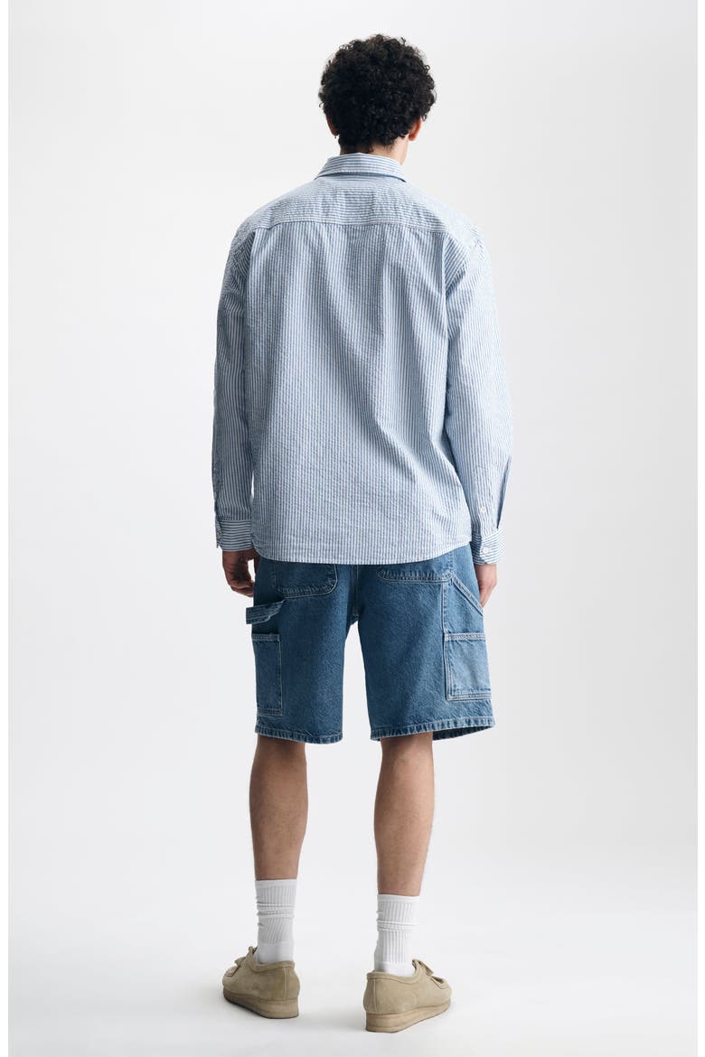 Stripe Seersucker Button-Up Shirt, Alternate, color, BLUE STRIPED