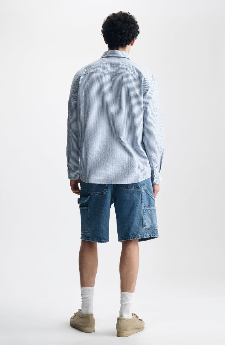 Brooklyn Industries Stripe Seersucker Button-Up Shirt, Alternate, color, Blue Striped