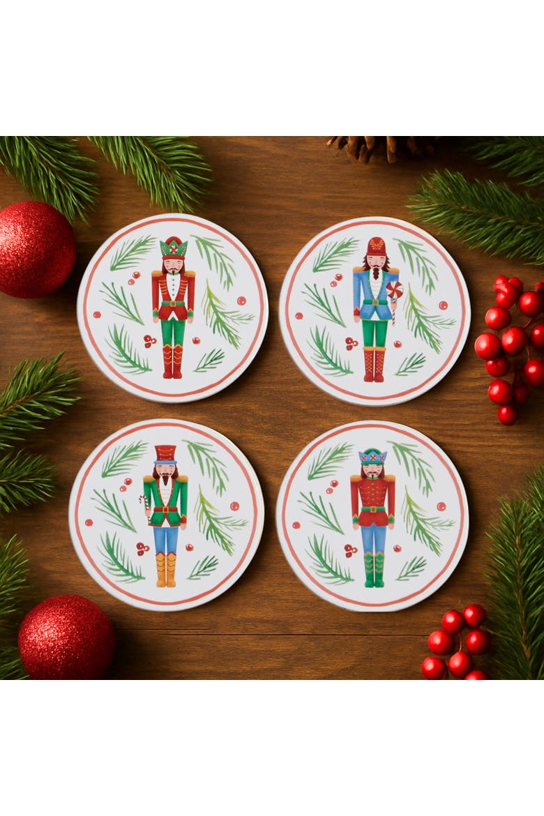 Bayberry Nutcracker Coaster Set of 4, Multicolor - One Size, Alternate, color, Multicolor
