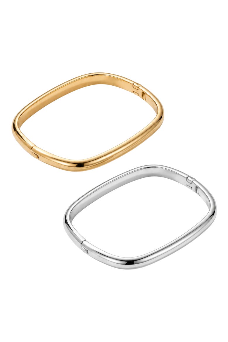 Set of 2 Hinged Bangle Bracelets, Main, color, GOLD/ SILVER