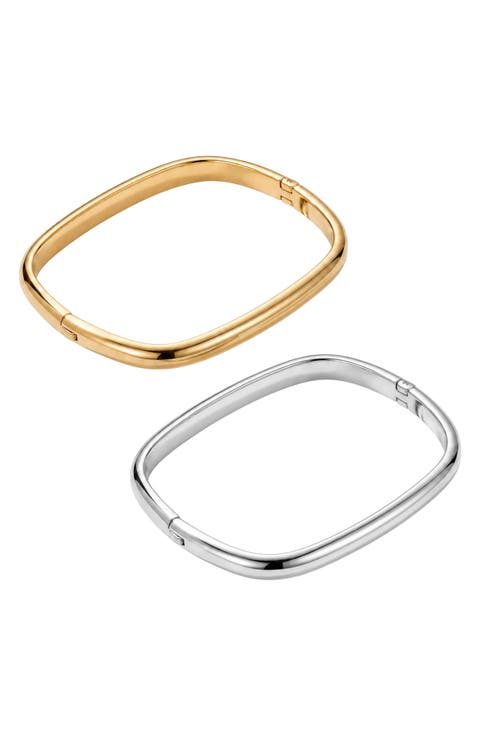 Set of 2 Hinged Bangle Bracelets