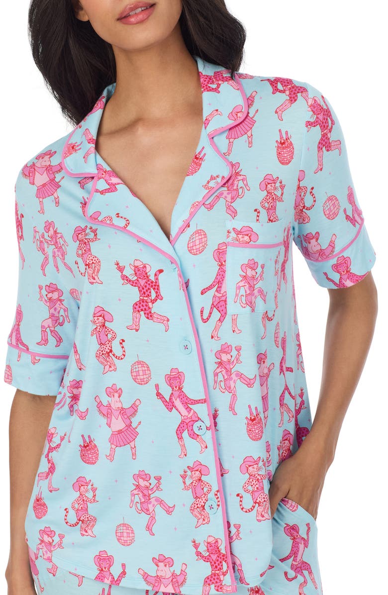 Room Service Pjs Print Long Pajamas, Alternate, color, Blue/ Pink