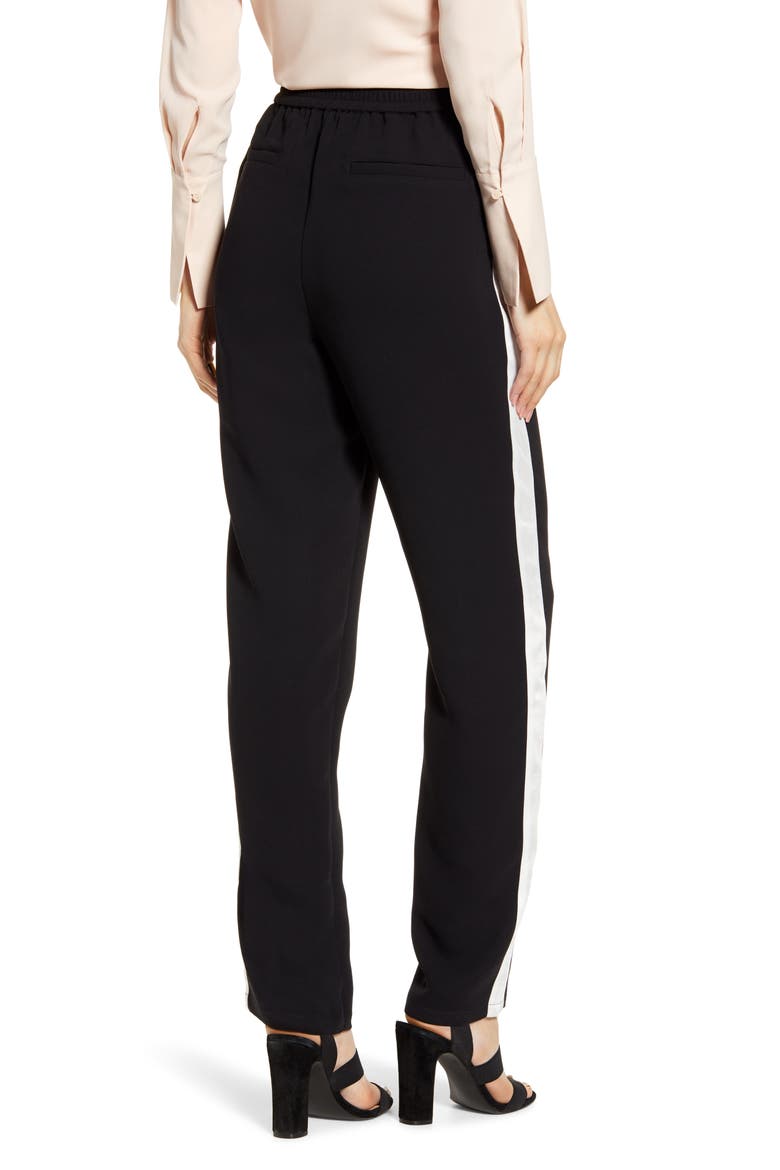 Stripe Track Pants, Alternate, color, BLACK- IVORY COMBO