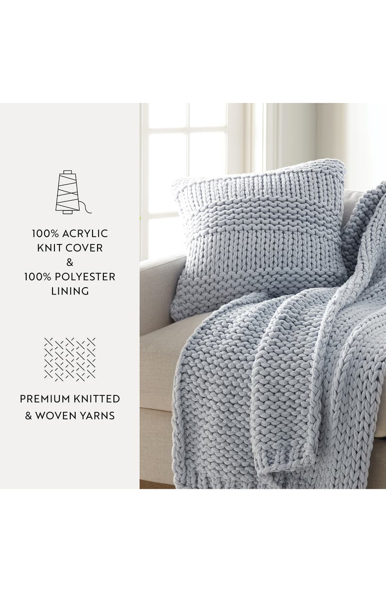 HOMESPUN Acrylic Knit Throw Pillow, Alternate, color, Light Blue