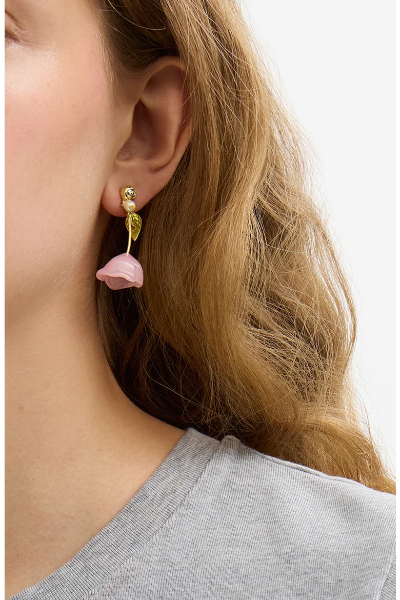 Floral Drop Earrings, Alternate, color, PINK