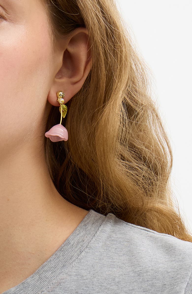 COACH Floral Drop Earrings, Alternate, color, Pink