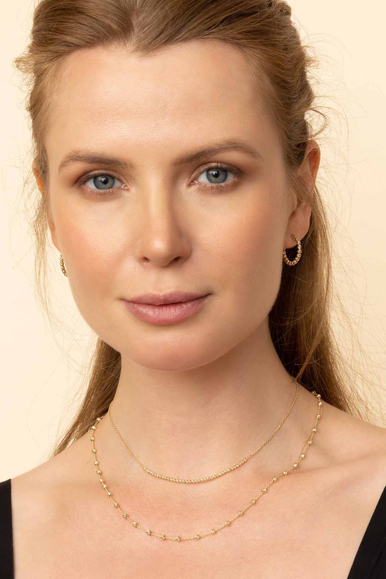 14K Tricolor Gold Celebration Ball Station Necklace, Alternate, color, Yellow Gold