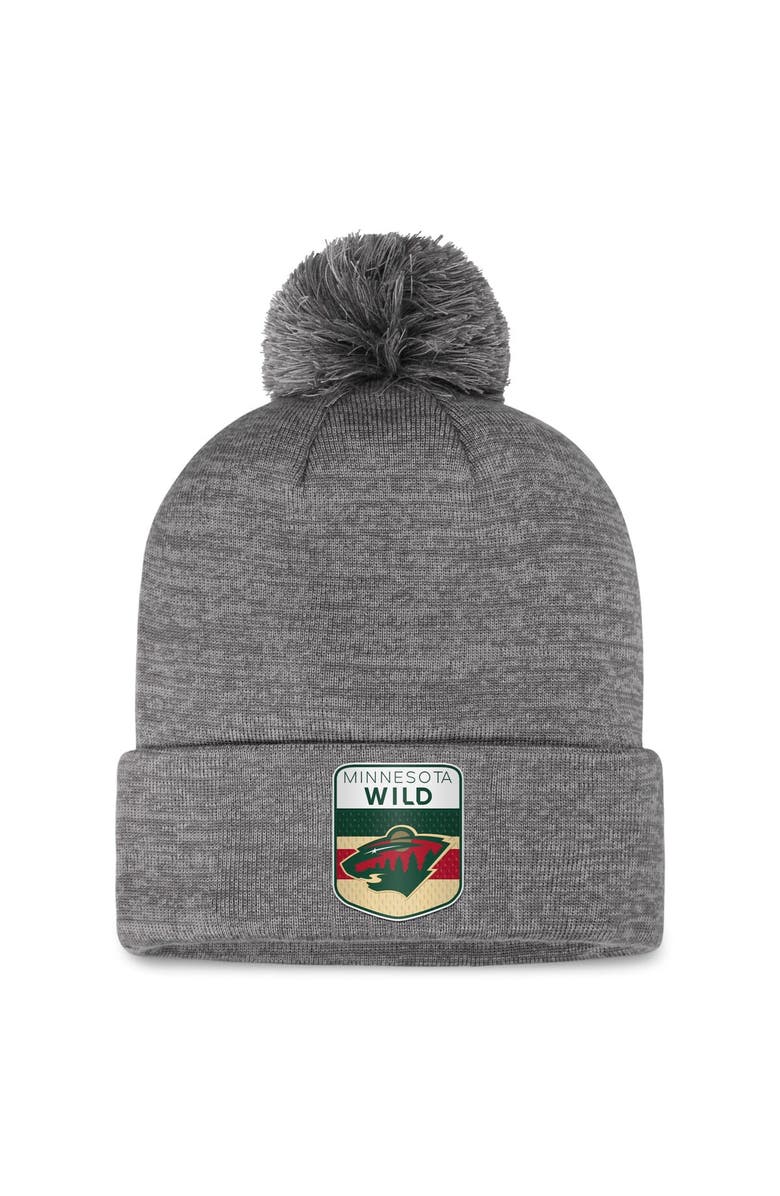 FANATICS Men's Fanatics Branded  Gray Minnesota Wild Authentic Pro Home Ice Cuffed Knit Hat with Pom, Main, color, Gray