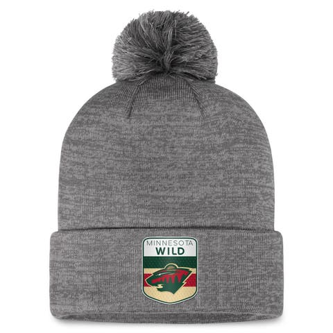 Men's Fanatics Branded  Gray Minnesota Wild Authentic Pro Home Ice Cuffed Knit Hat with Pom