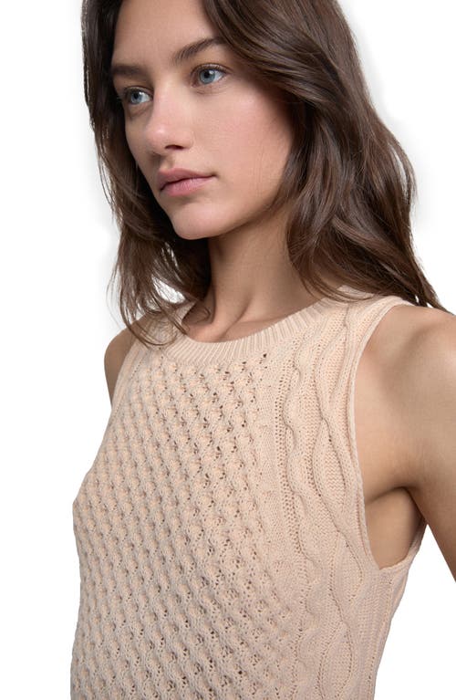Rebecca Minkoff Palmer Cable Stitch Sleeveless Sweater In Chalk