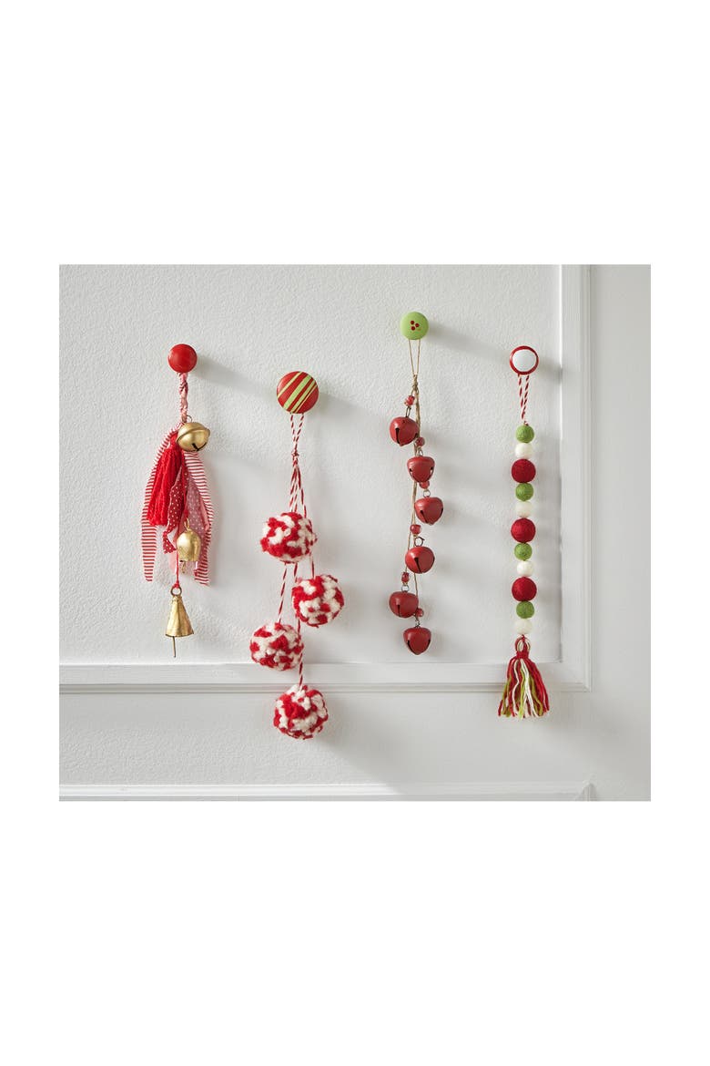 Red Acrylic Bell and Tassel Swag Decorative Christmas Bells, Alternate, color, Red