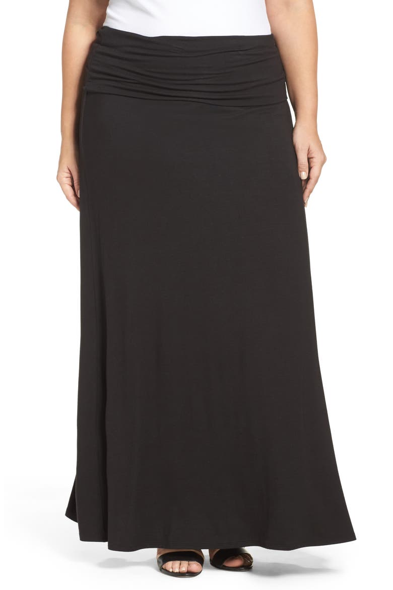 Fold Over Maxi Skirt, Main, color, BLACK