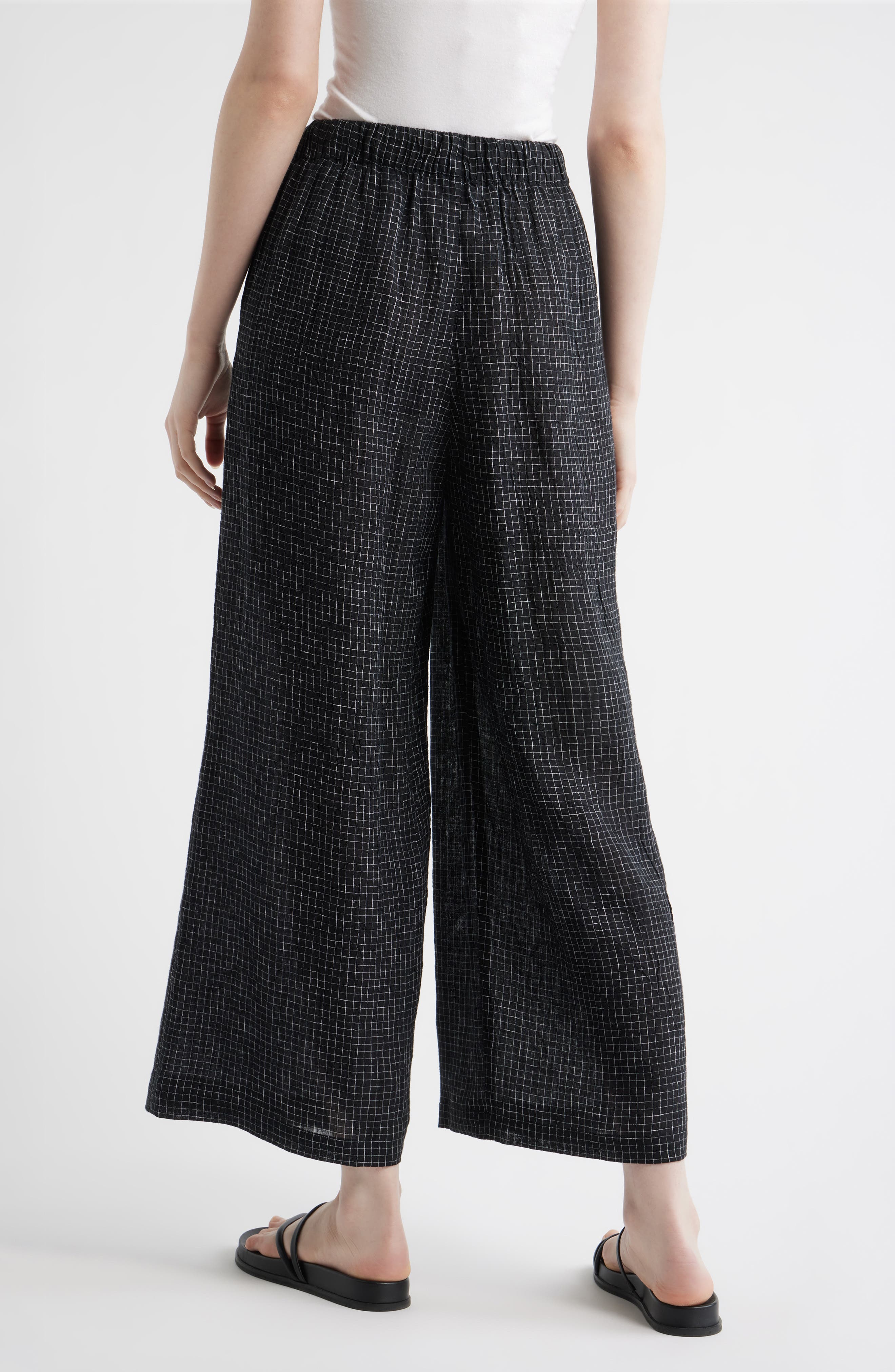Windowpane Check Wide Leg Ankle Pants - image 2