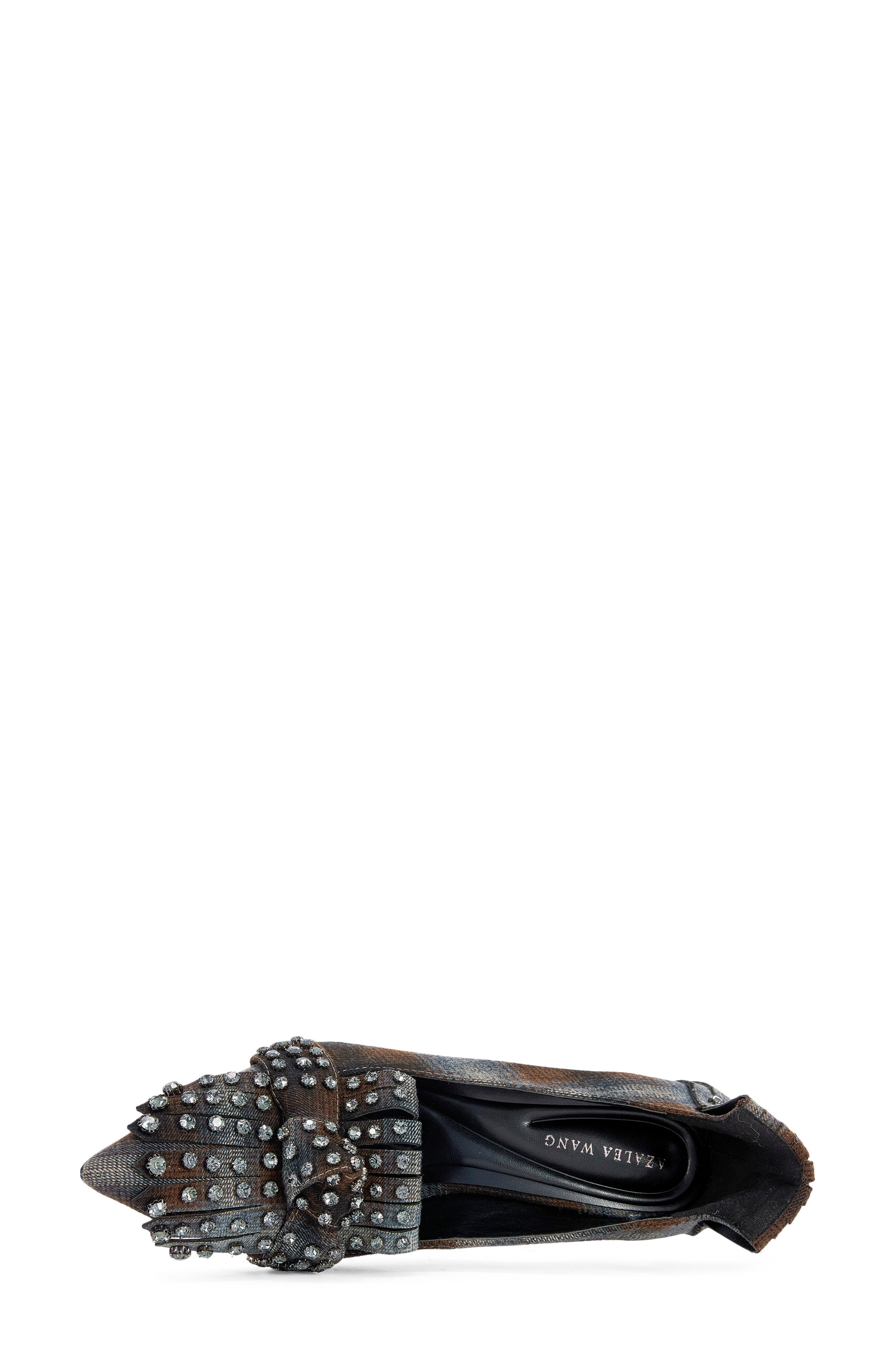 Piero Plaid Crystal Kiltie Pump, Alternate, color, GREY MULTI