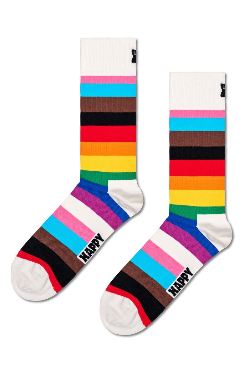 Happy Socks Pride Assorted 3-Pack Crew Socks, Alternate, color, White Multi