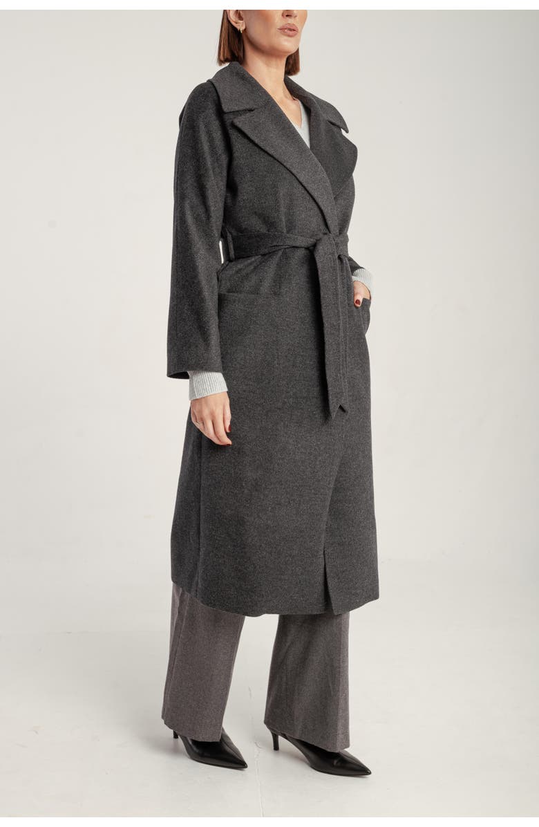 1982 Pure Cashmere Wrap Belted Midi Coat, Alternate, color, Charcaol