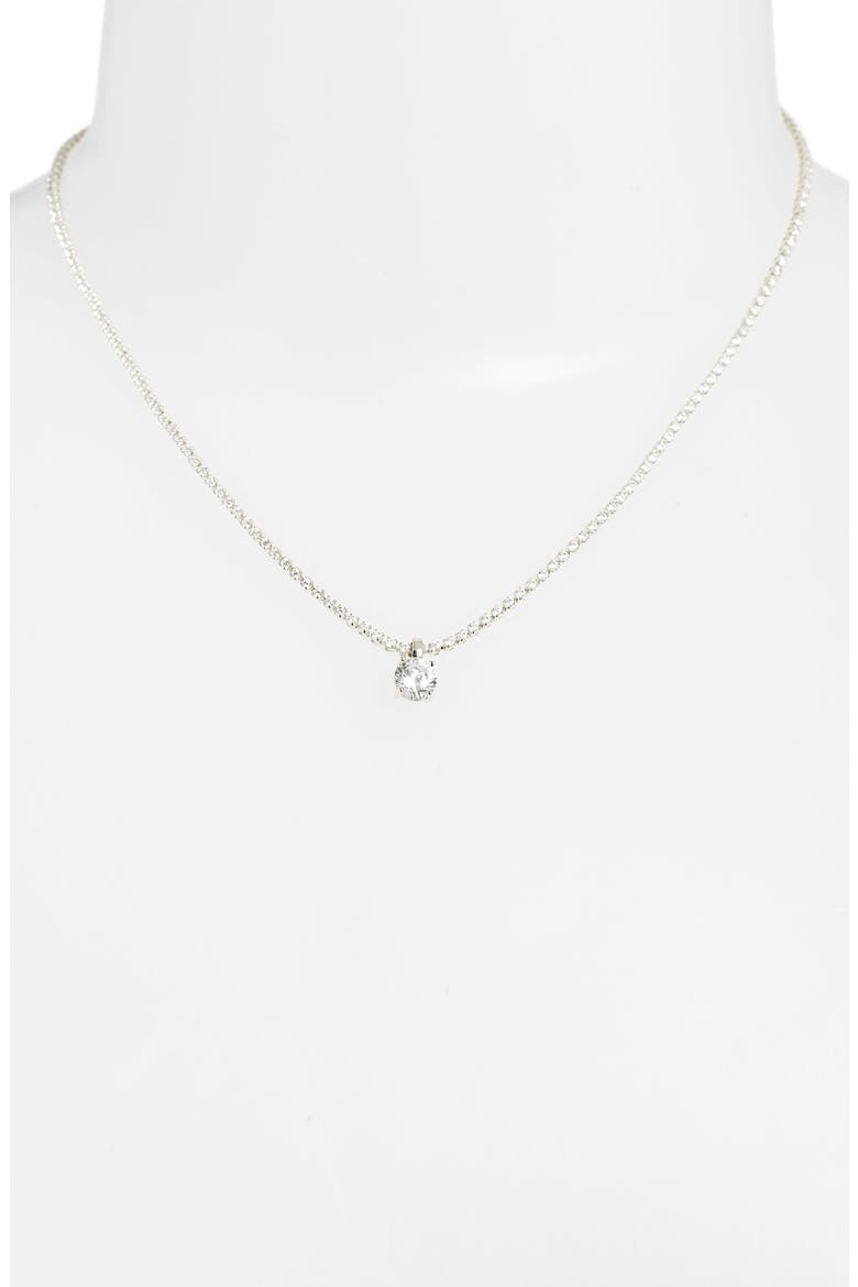 Cubic Zirconia Pendant Tennis Necklace, Alternate, color, CLEAR- SILVER