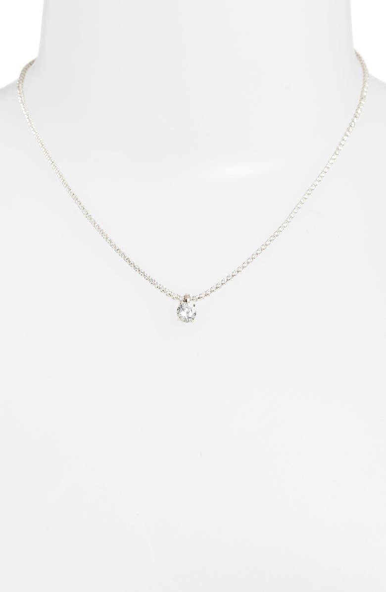 Nordstrom Cubic Zirconia Pendant Tennis Necklace, Alternate, color, Clear- Silver