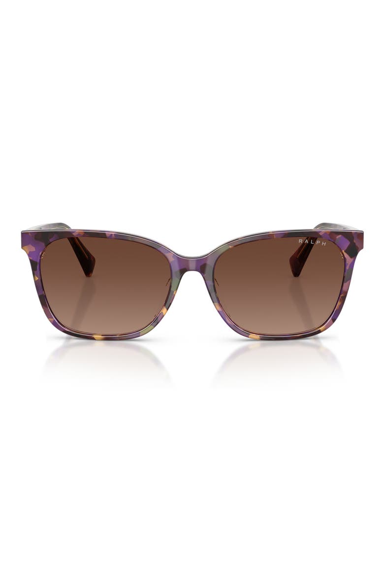 56mm Polarized Square Sunglasses, Main, color, VIOLET HAVANA BROWN