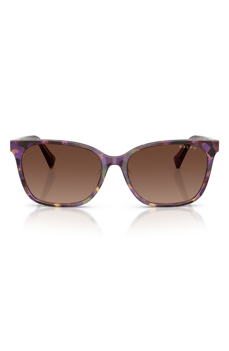 RALPH 56mm Polarized Square Sunglasses, Main, color, Violet Havana Brown