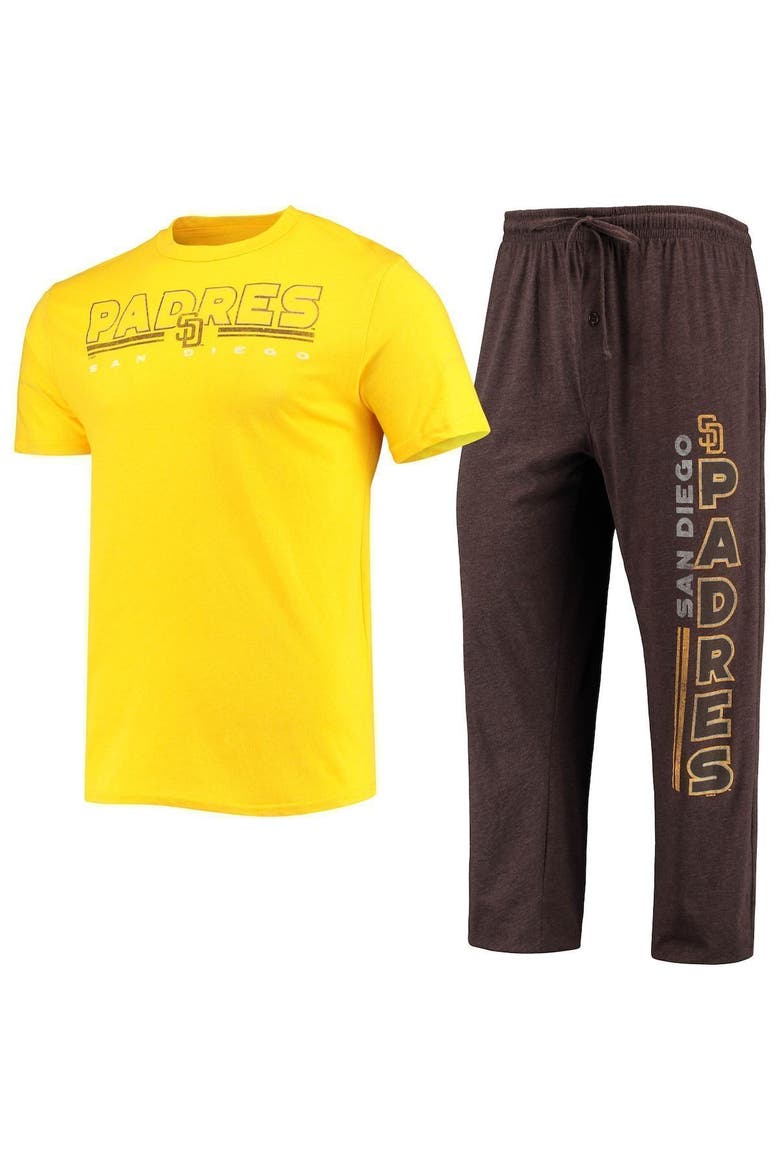 Men's Concepts Sport Brown/Gold San Diego Padres Meter T-Shirt and Pants Sleep Set, Main, color, Brown