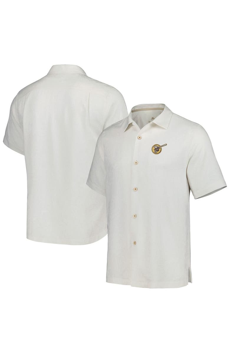 Tommy Bahama Men's Tommy Bahama White San Diego Padres Sport Tropic Isles Camp Button-Up Shirt, Main, color, 