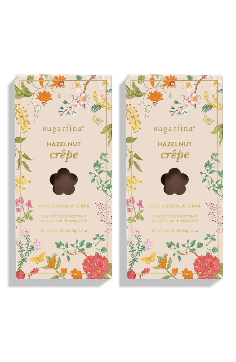 sugarfina Set of 2 Hazelnut Crepe Milk Chocolate Bars, Main, color, Multi