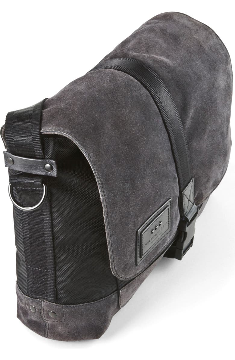 John Varvatos Star USA Suede & Ballistic Nylon Messenger Bag, Alternate, color,