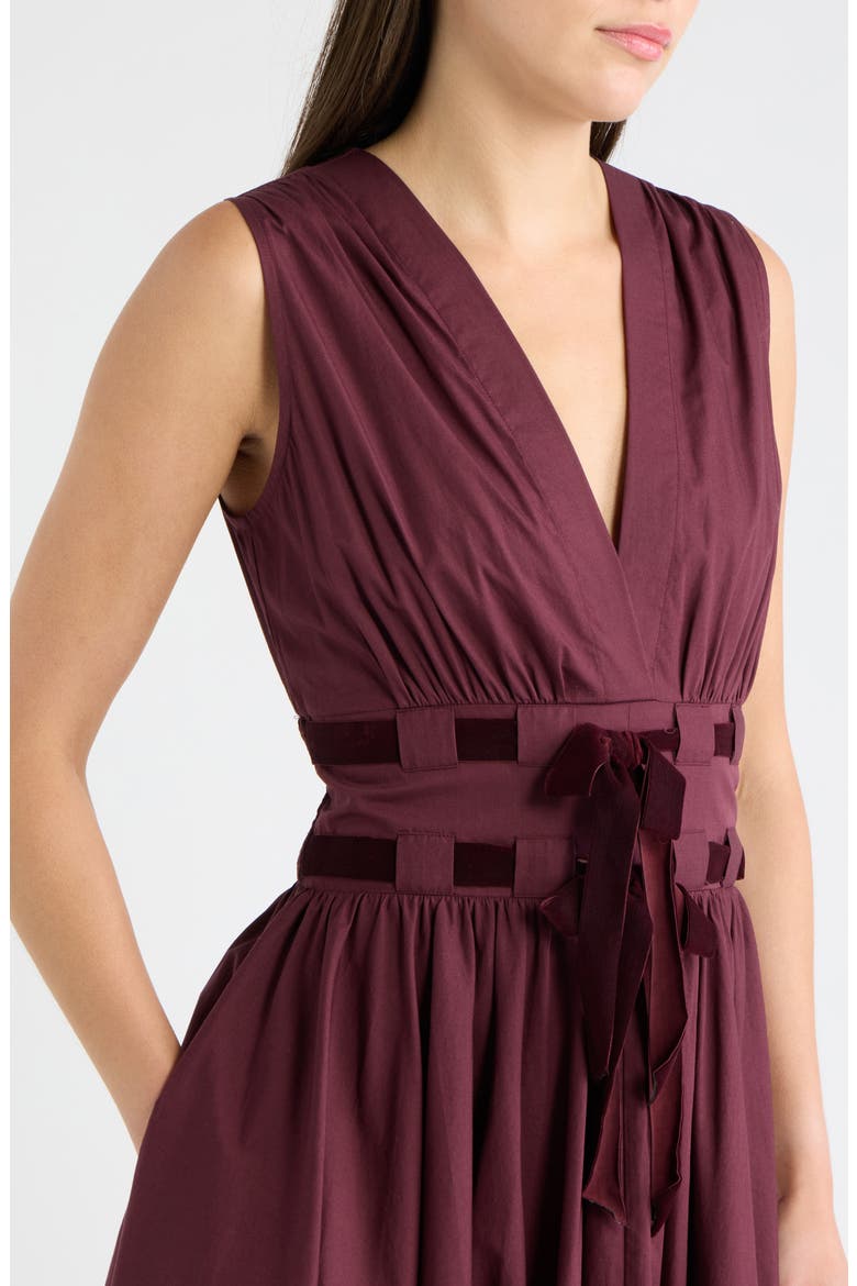 Ribbon Belt Sleeveless Midi Dress, Alternate, color, PLUM