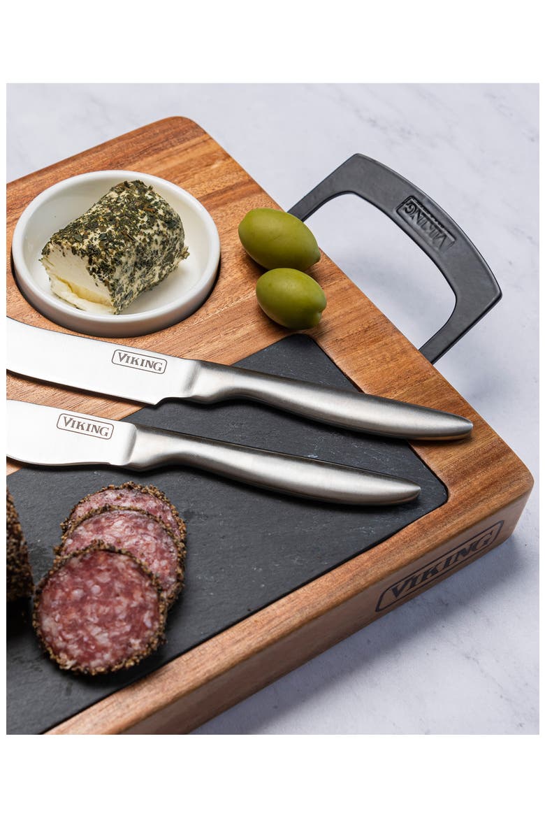 7-Piece Acacia Wood Slate Cheese Board Set, Alternate, color, MUILTICOLOR